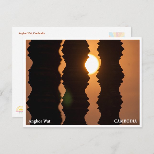 Cartes Pour Fêtes Annuelles Angkor Wat Sunrise – Art Travel Postcard (Devant / Derrière)