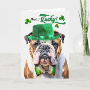 Cartes Pour Fêtes Annuelles Anglais Bulldog Feelin' Lucky St Patrick's Day