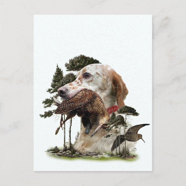 Cartes Pour Fêtes Annuelles Anglais Setter, chasse à la bécasse (Devant)