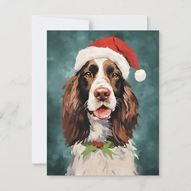 Cartes Pour Fêtes Annuelles Anglais Springer espagnol peinture de Noël (Devant)