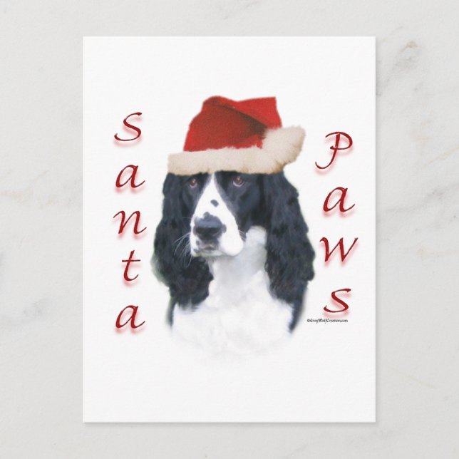 Cartes Pour Fêtes Annuelles Anglais Springer Spaniel Père Noël Paws (Devant)