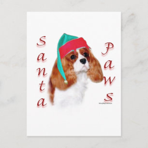 Cartes Pour Fêtes Annuelles Anglais Toy Spaniel Père Noël Paws