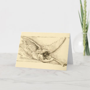 Cartes Pour Fêtes Annuelles Angle vintage avec trompette Monotone