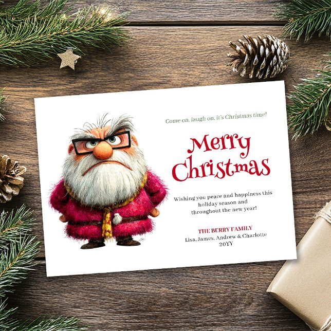 Cartes Pour Fêtes Annuelles Angry Santa whimsical digital Christmas greeting (Cross Santa whimsical digital Christmas greeting card)