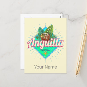 Cartes Pour Fêtes Annuelles Anguilla Caraïbes Rétro Vacances Île Vintage