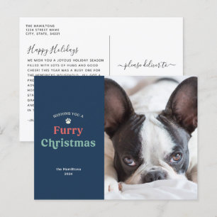 Cartes Pour Fêtes Annuelles Animal de Noël à fourrure bleue