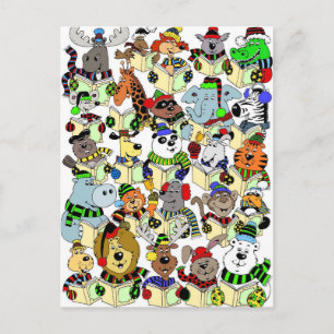Cartes Pour Fêtes Annuelles Animals singing Christmas carols