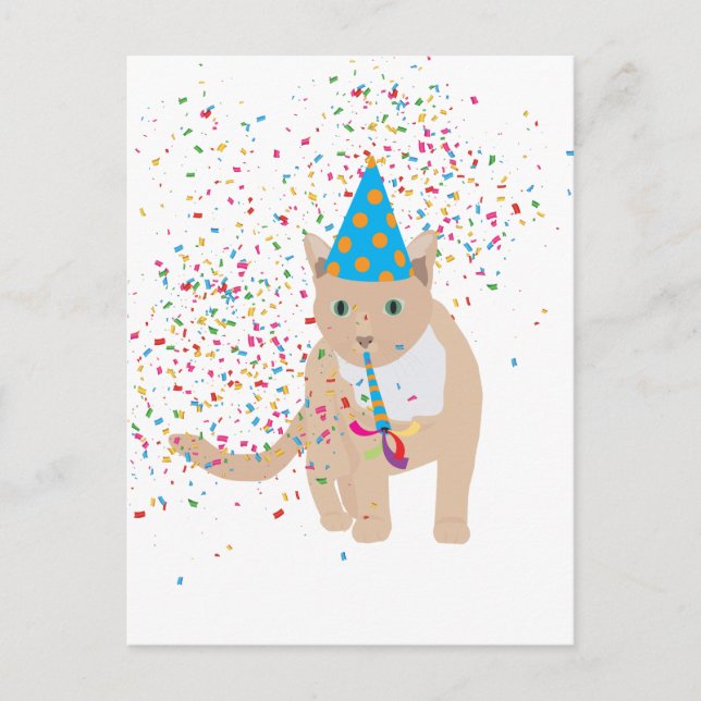 Cartes Pour Fêtes Annuelles Animaux de chat amusants ayant une fête (Devant)