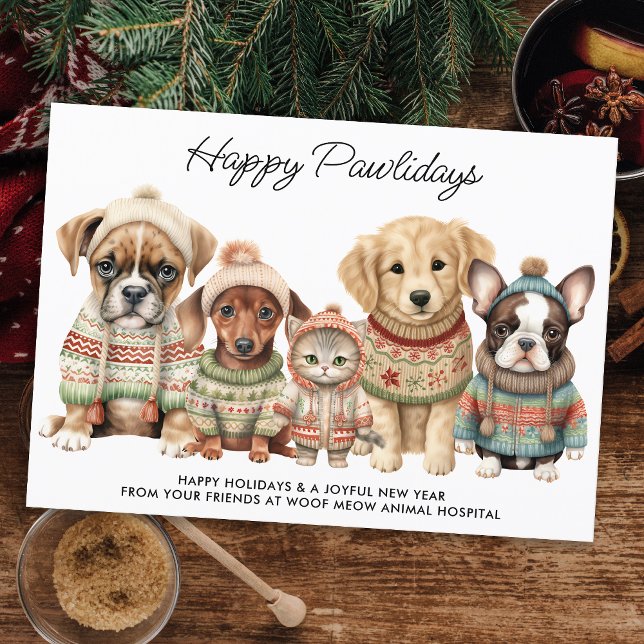 Cartes Pour Fêtes Annuelles Animaux de compagnie Noël Festif Cute Chien Chat A (Créateur téléchargé)