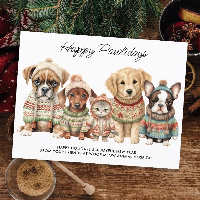 Cartes Pour Fêtes Annuelles Animaux de compagnie Noël Festif Cute Chien Chat A (Créateur téléchargé)