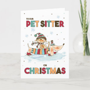 Cartes Pour Fêtes Annuelles Animaux de compagnie Sitter à Noël Wiener Chien et