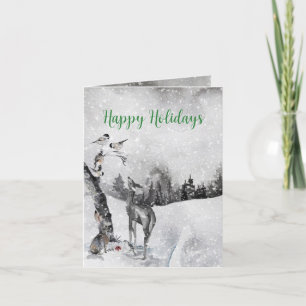 Cartes Pour Fêtes Annuelles Animaux de la forêt en noir et blanc Rassemblement