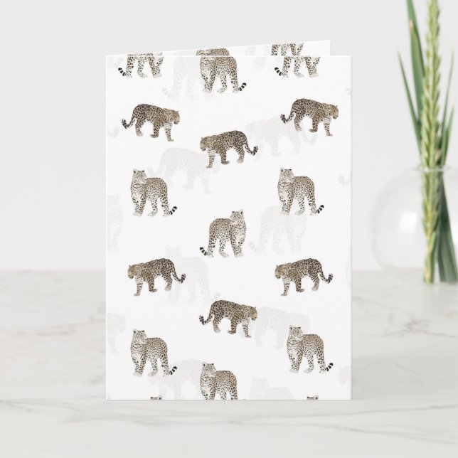 Cartes Pour Fêtes Annuelles Animaux de la jungle du léopard blanc moderne (Devant)