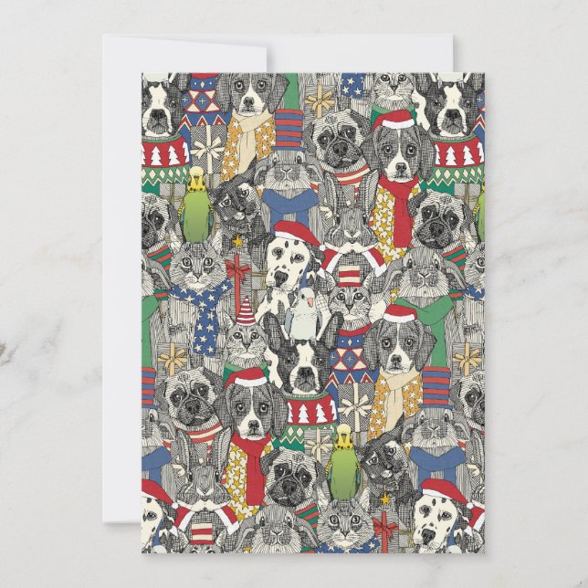 Cartes Pour Fêtes Annuelles animaux de noël (Devant)