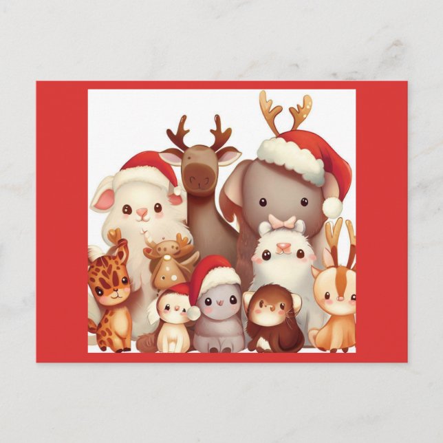 Cartes Pour Fêtes Annuelles Animaux de Noël 3 (Devant)