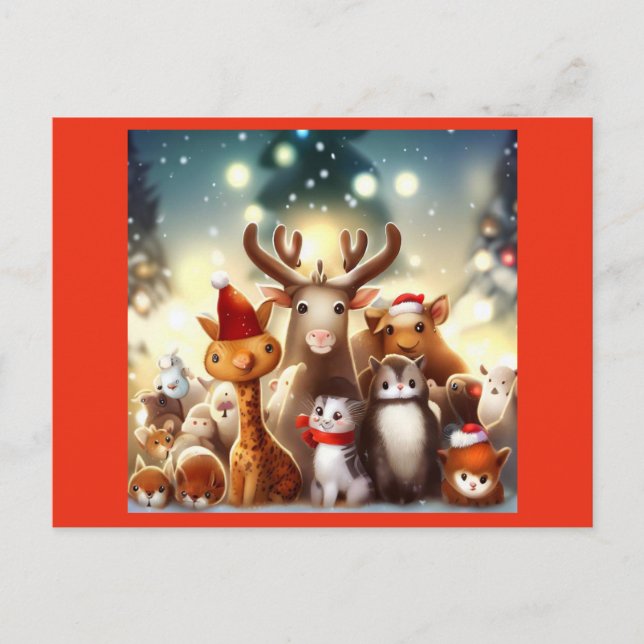 Cartes Pour Fêtes Annuelles Animaux de Noël 7 (Devant)