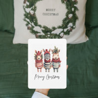 Animaux de Noël à l'aquarelle de style vintage
