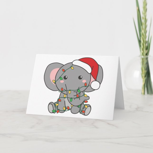 Cartes Pour Fêtes Annuelles Animaux de Noël en hiver Éléphant Fêtes (Devant)