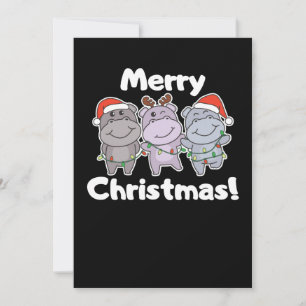 Cartes Pour Fêtes Annuelles Animaux de Noël Hippopotames Mignons Hippopotames