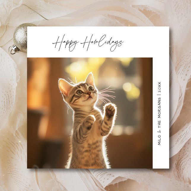 Cartes Pour Fêtes Annuelles Animaux de Noël Joyeux Howlidays Chat Photo Saluta (Créateur téléchargé)