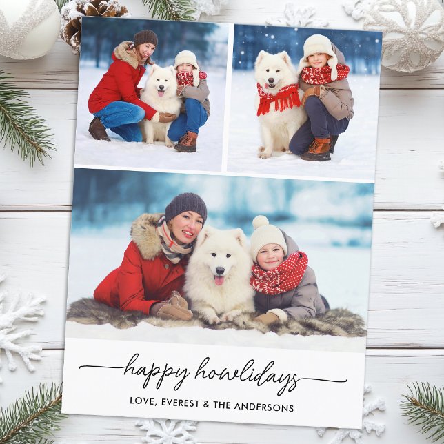 Cartes Pour Fêtes Annuelles Animaux de Noël Joyeux Howlidays Chien Photo Colla (Créateur téléchargé)
