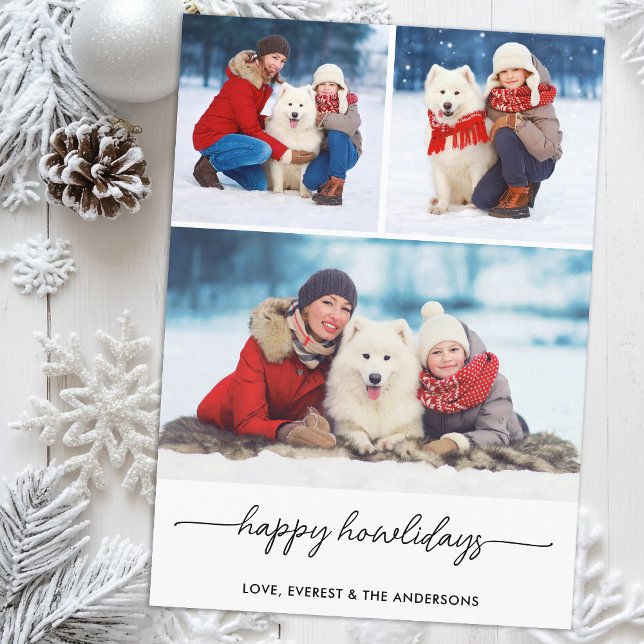 Cartes Pour Fêtes Annuelles Animaux de Noël Joyeux Howlidays Chien Photo Colla (Créateur téléchargé)