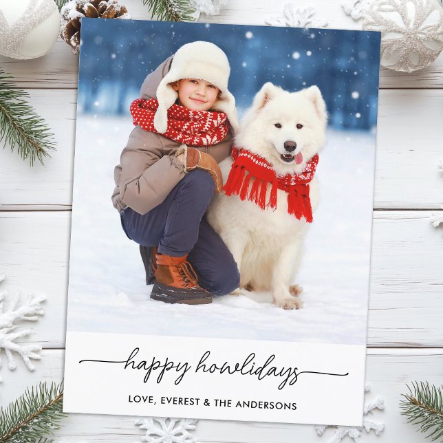 Cartes Pour Fêtes Annuelles Animaux de Noël Joyeux Howlidays Photo Chien moder (Créateur téléchargé)