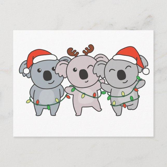 Cartes Pour Fêtes Annuelles Animaux de Noël Koalas Mignons Koalas (Devant)