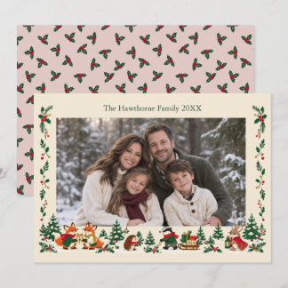 Cartes Pour Fêtes Annuelles Animaux des Bois de Contes de Noël Photo