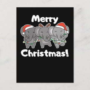 Cartes Pour Fêtes Annuelles Animaux éléphants de Noël Merry