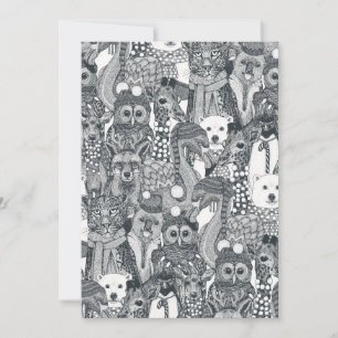 Cartes Pour Fêtes Annuelles animaux festifs gris