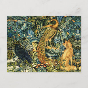 CARTES POUR FÊTES ANNUELLES ANIMAUX FORESTIERS, PEACOCK ET FOX FLORAL VERT