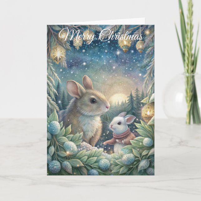 Cartes Pour Fêtes Annuelles Animaux mignons en hiver (Devant)