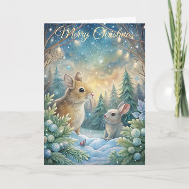 Cartes Pour Fêtes Annuelles Animaux mignons en hiver (Devant)