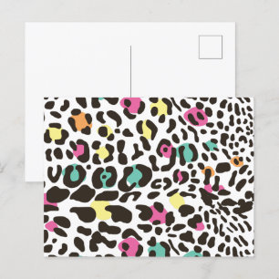 Cartes Pour Fêtes Annuelles Animaux sauvages colorés et Feuilles tropicaux