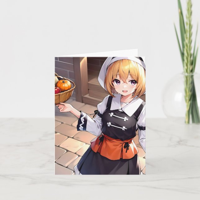 Cartes Pour Fêtes Annuelles Anime d'action de grâces B - AI (Devant)