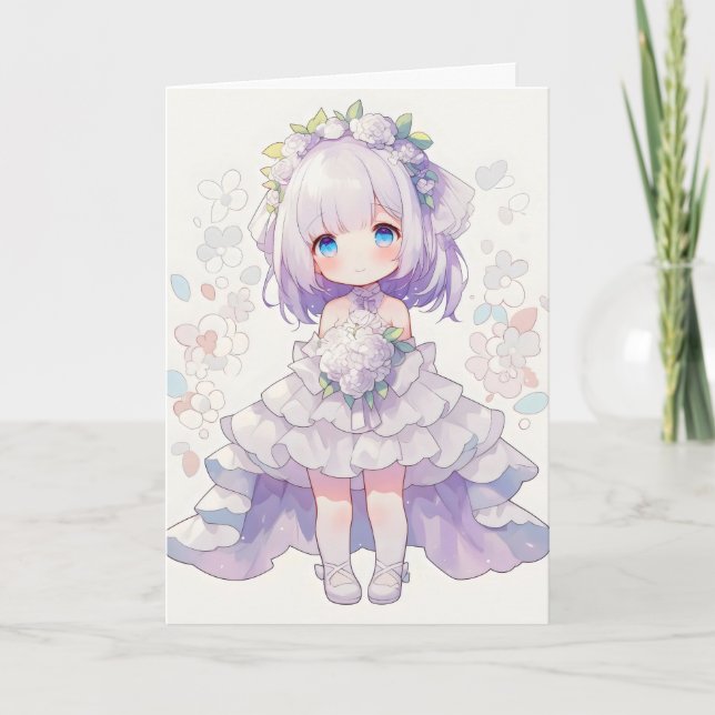 Cartes Pour Fêtes Annuelles Anime Girl Chibi (Devant)