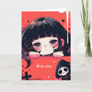 Cartes Pour Fêtes Annuelles Anime Girl Scary Miss You