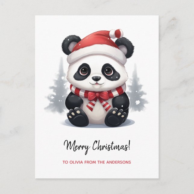Cartes Pour Fêtes Annuelles Anime Panda Bear Père Noël Joyeux Noël (Devant)