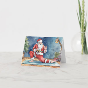 Cartes Pour Fêtes Annuelles Anime Père Noël faisant du yoga