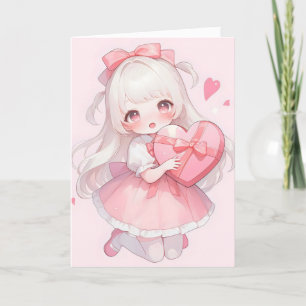 Cartes Pour Fêtes Annuelles Anime rose fille Kawaii