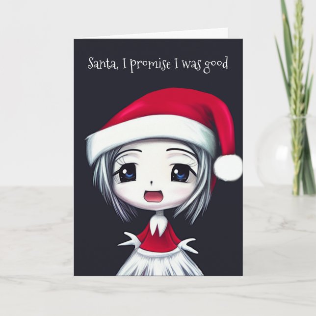 Cartes Pour Fêtes Annuelles Anime Sad Girl Funny Noël Salutation (Devant)