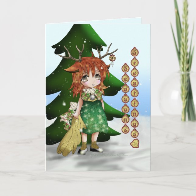 Cartes Pour Fêtes Annuelles Anime Wee Deer (Devant)