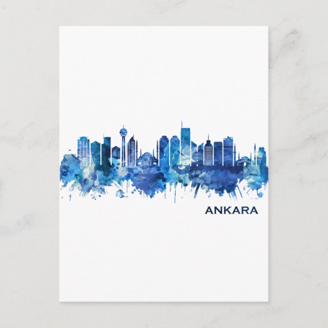 Cartes Pour Fêtes Annuelles Ankara Turquie Skyline bleu (Devant)