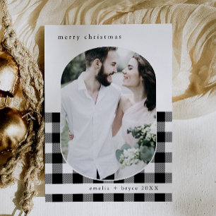 Cartes Pour Fêtes Annuelles ANNA Black Buffalo Plaid Family Photo Noël