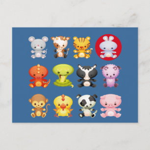 Cartes Pour Fêtes Annuelles Année chinoise des animaux zodiaques du lapin