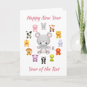 Cartes Pour Fêtes Annuelles Année chinoise du zodiaque du rat