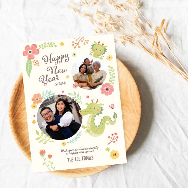 Cartes Pour Fêtes Annuelles Année De Dragon Family Cute (Créateur téléchargé)