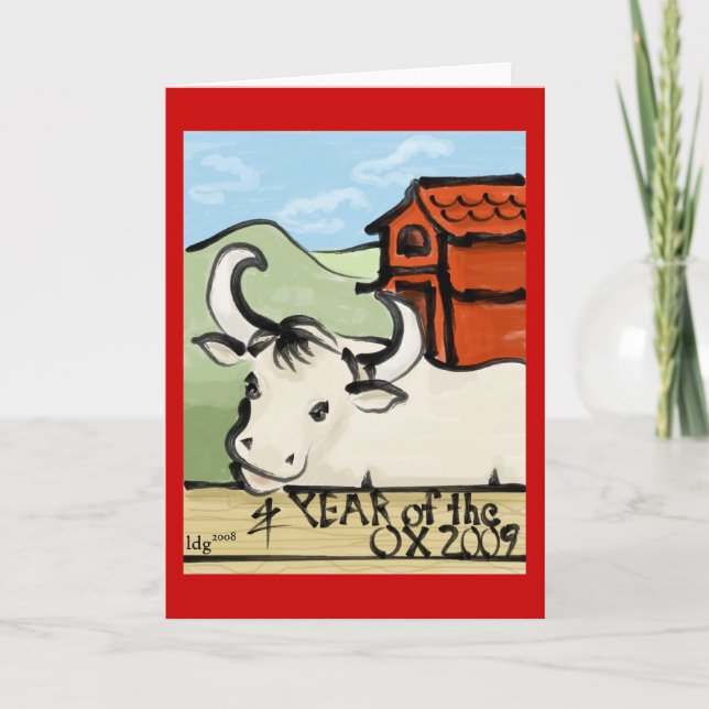 Cartes Pour Fêtes Annuelles Année de la Ferme des Ox 2009 (Devant)