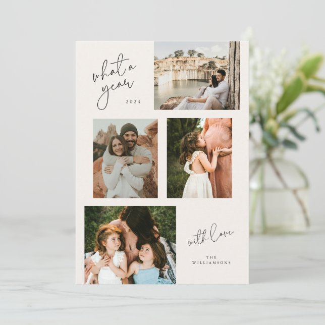 Cartes Pour Fêtes Annuelles Année de révision Famille de vacances Collage Cart (Debout devant)